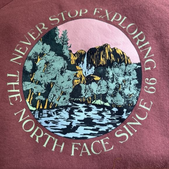 The North Face Plum Sweatshirt Never Stop Exploring Sz S Womens Mountain Range - Picture 2 of 7